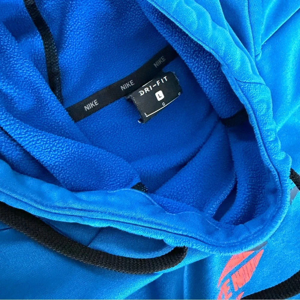 Nike Dri-FIT Blue Hoodie with Red Accents
